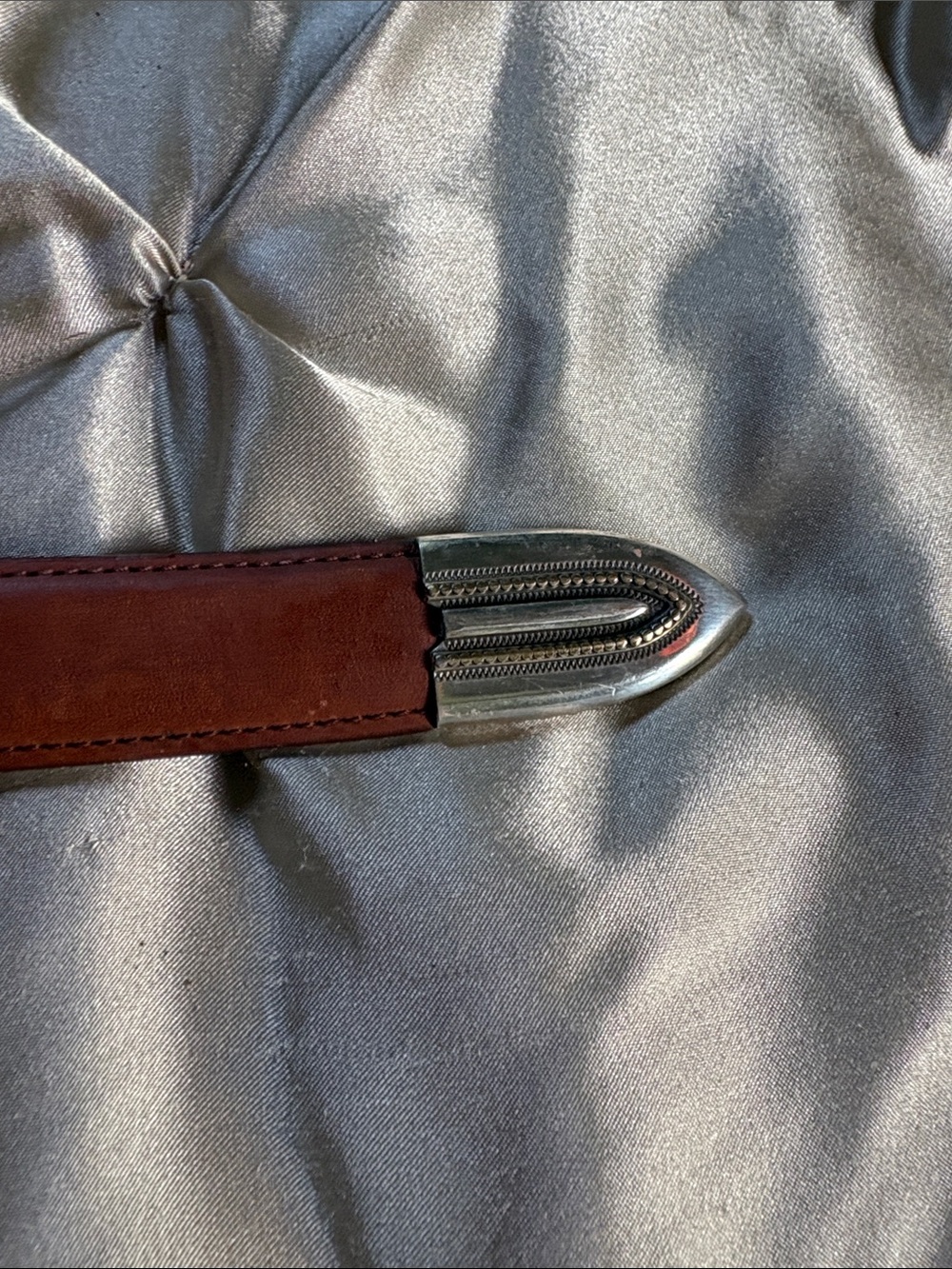 Brown Leather Accent Belt Pillow Accent - Home Accents